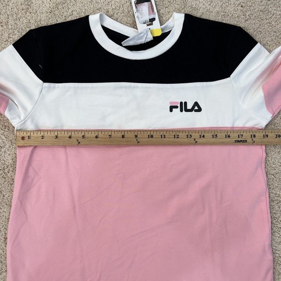Fila Womens Short Sleeve Crew Neck Jersey Tee Pink White Black Small - Picture 7 of 9